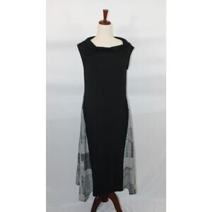 JASON Comfy Usa Sz S Small Black Gray Mixed Media Sleeveless Midi Dress